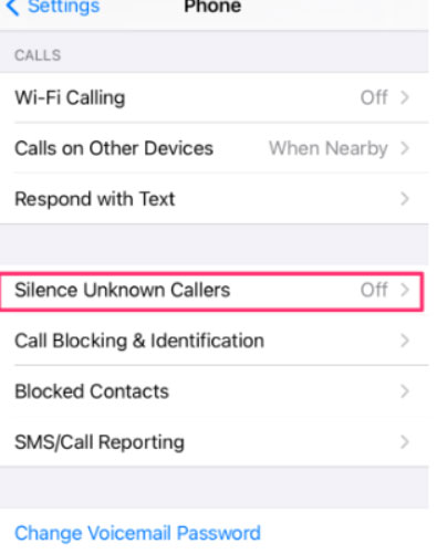 Tap the "Silence Unknown Callers" button and switch this option on.