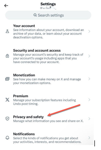 Settings & Privacy > Privacy and safety