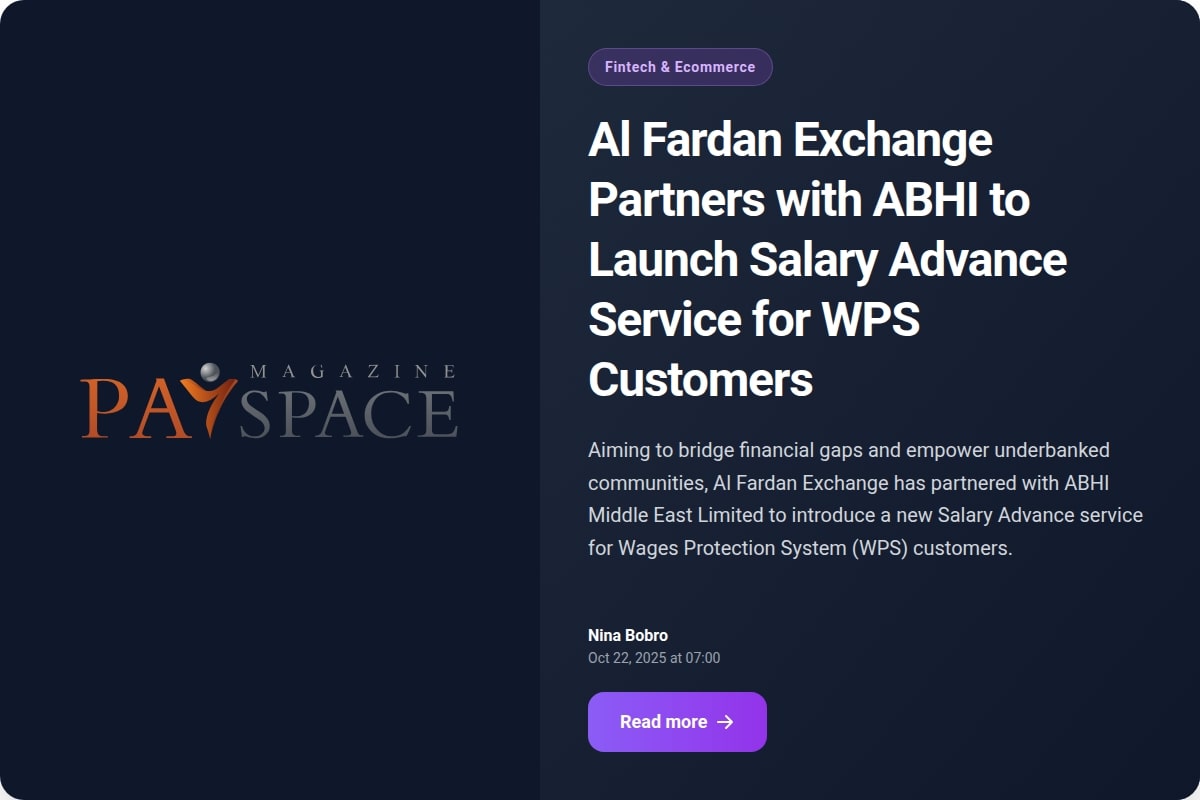 Al Fardan Exchange Partners with ABHI to Launch Salary Advance Service for WPS Customers