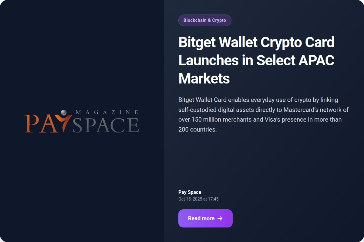 Bitget Wallet Crypto Card Launches in Select APAC Markets