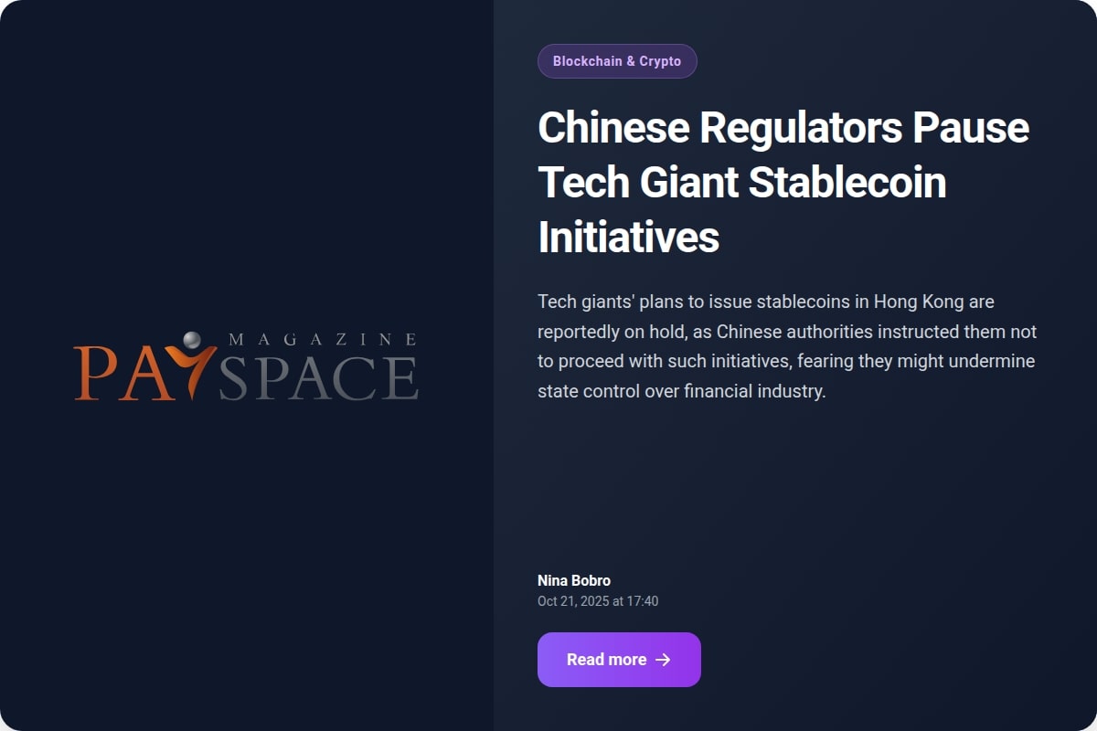 Chinese Regulators Pause Tech Giant Stablecoin Initiatives