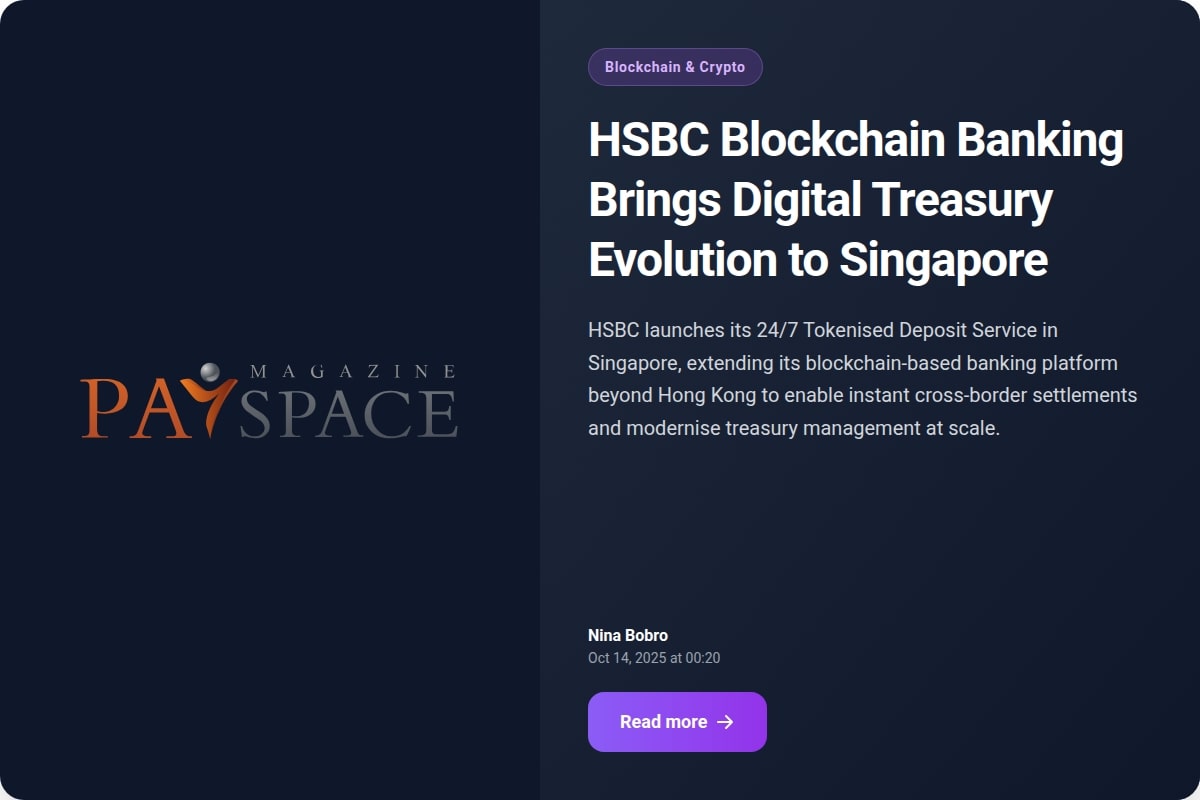 HSBC Blockchain Banking Brings Digital Treasury Evolution to Singapore