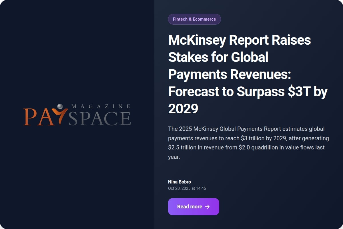McKinsey Report Raises Stakes for Global Payments Revenues: Forecast to Surpass $3T by 2029
