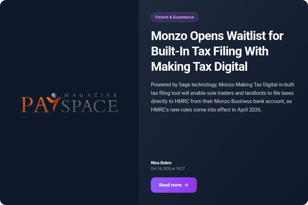 Monzo Opens Waitlist for Built-In Tax Filing With Making Tax Digital