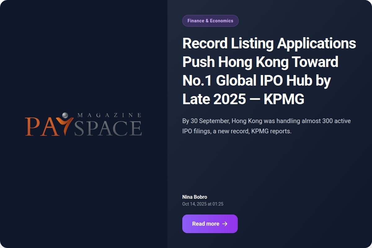 Record Listing Applications Push Hong Kong Toward No.1 Global IPO Hub by Late 2025 — KPMG