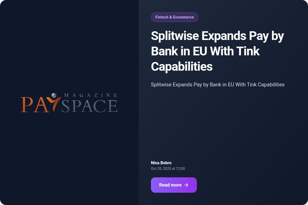 Splitwise Expands Pay by Bank in EU With Tink Capabilities