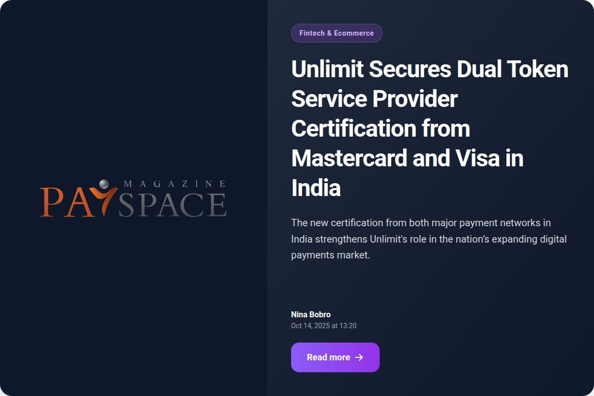 Unlimit Secures Dual Token Service Provider Certification from Mastercard and Visa in India